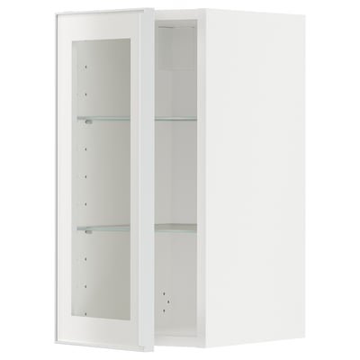 METOD Wall cabinet w shelves/glass door, white/Hejsta white clear glass, 30x37x60 cm