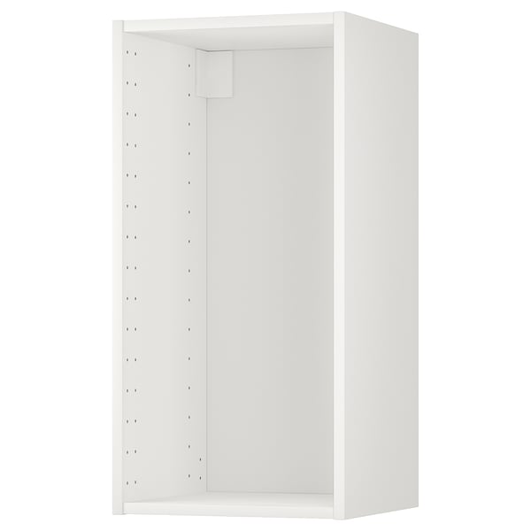 METOD white wall cabinet, rectangular, modern design, sturdy frame, fiberboard and particleboard construction.