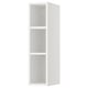 A white METOD wall cabinet with three open shelves. Its a modern design made of melamine and fibreboard, ideal for kitchen storage.