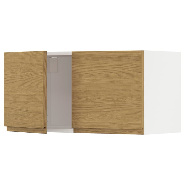 METOD Wall cabinet with 2 doors, white/Voxtorp oak effect, 80x37x40 cm