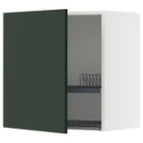 METOD Wall cabinet with dish drainer, white/Havstorp deep green, 60x37x60 cm