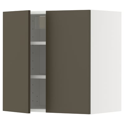METOD Wall cabinet with shelves/2 doors, white/Havstorp brown-beige, 60x37x60 cm