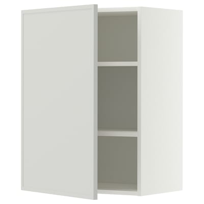 METOD Wall cabinet with shelves, white/Aspudden light gray, 60x37x80 cm