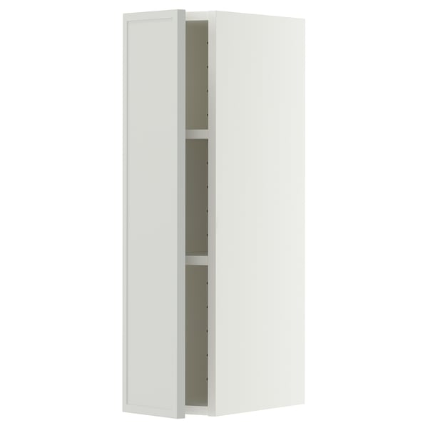 METOD Wall cabinet with shelves, white/Aspudden light gray, 20x37x80 cm