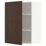 METOD Wall cabinet with shelves, white/Sinarp brown, 60x37x80 cm