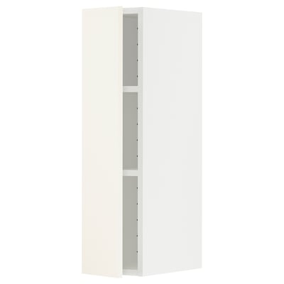 White METOD kitchen cabinet with vallstena fronts, rectangular.