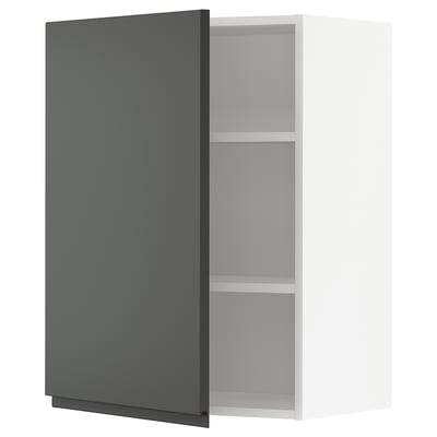 METOD Wall cabinet with shelves, white/Voxtorp dark gray, 60x37x80 cm