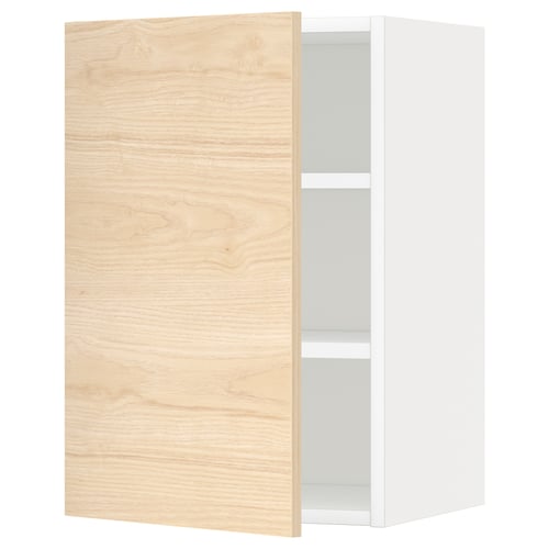 METOD white wall cabinet, light ash door, square shape, minimalist design.