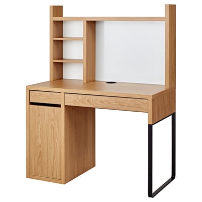 MICKE Computer work station, oak effect, 105x50 cm
