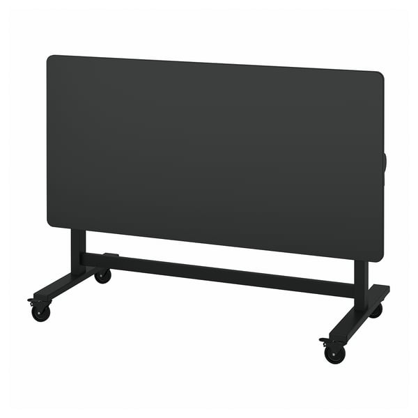 MITTZON Foldable table with castors, black, 140x70 cm