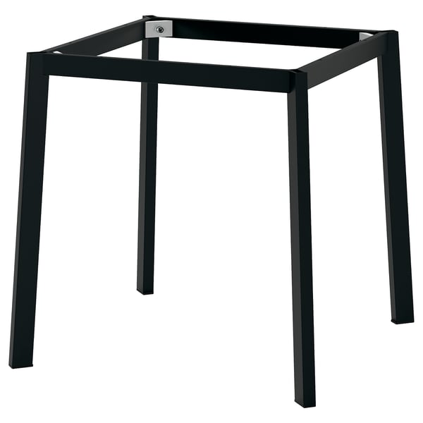 Black table base, four legs, square shape, steel construction.
