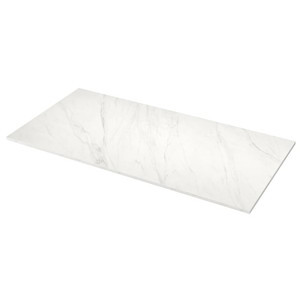 MÖCKLARP Custom countertop, matte white lively marble effect/high pressure porcelain, 1 m²x4.0 cm