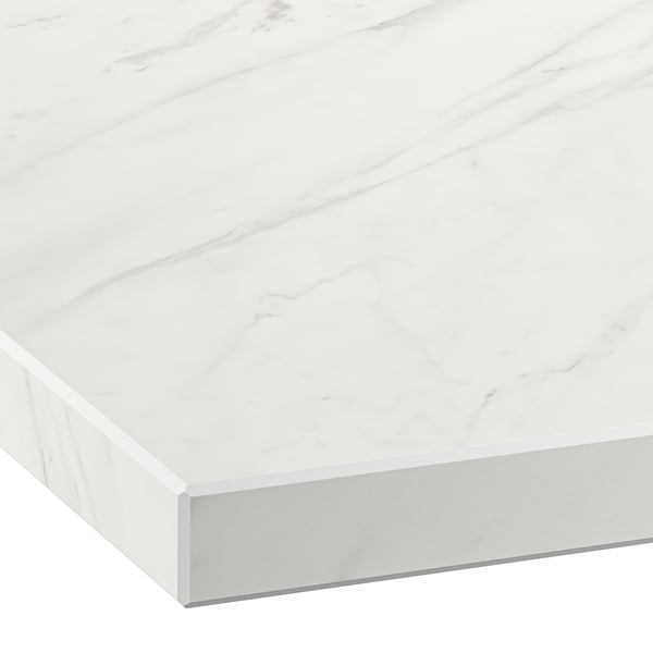 MÖCKLARP Custom countertop, matte white lively marble effect/high pressure porcelain, 1 m²x4.0 cm