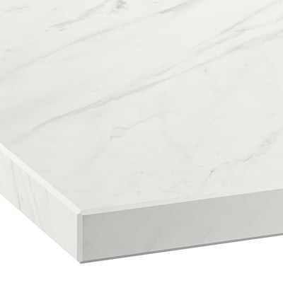 MÖCKLARP Custom countertop, matte white lively marble effect/high pressure porcelain, 1 m²x4.0 cm