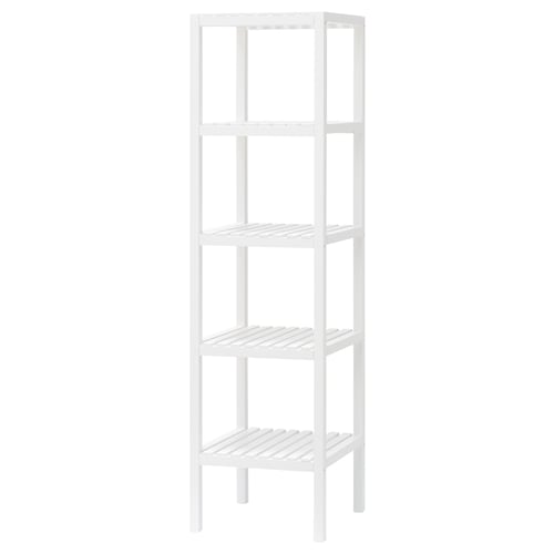 White 4-tier MUSKAN bathroom shelf, slim & perfect for organising.