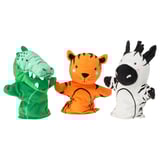 NATTHÄGER 3-piece hand puppet set, crocodile zebra/tiger multicolor