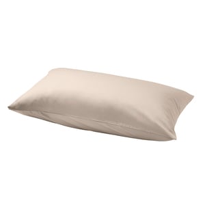 A nattajjasmin beige pillowcase, rectangular, smooth with a sateen weave, featuring a blend of cotton and lyocell.