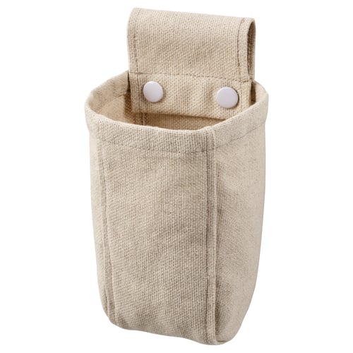 NEREBY fabric organiser, beige, cylindrical, cloth, hanging pouch, rustic texture.