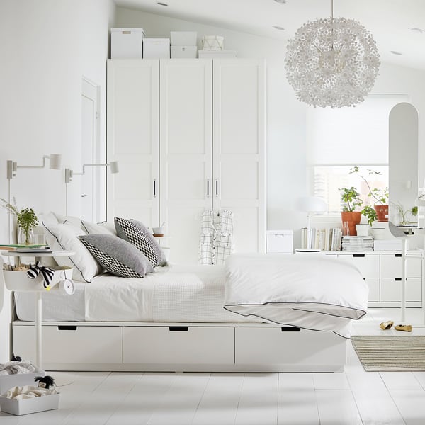 Om toestemming te geven onderwerpen meel NORDLI Bed frame with storage, white, 160x200 cm (Queen) - IKEA