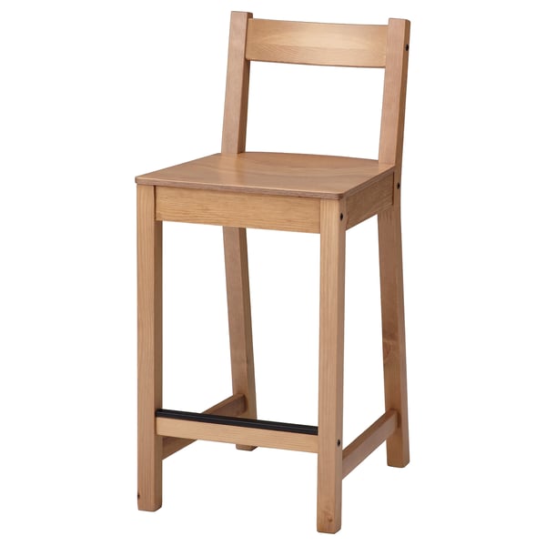 NORDVIKEN bar stool with backrest, antique stain, 62 cm (243/8") IKEA