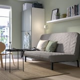 NYHAMN Sleeper sofa, with foam mattress/Knisa gray/beige