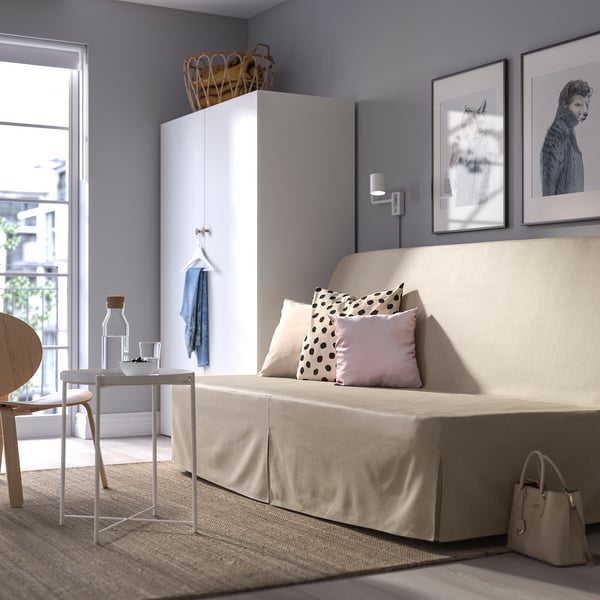 NYHAMN Sleeper sofa, with foam mattress/Naggen beige