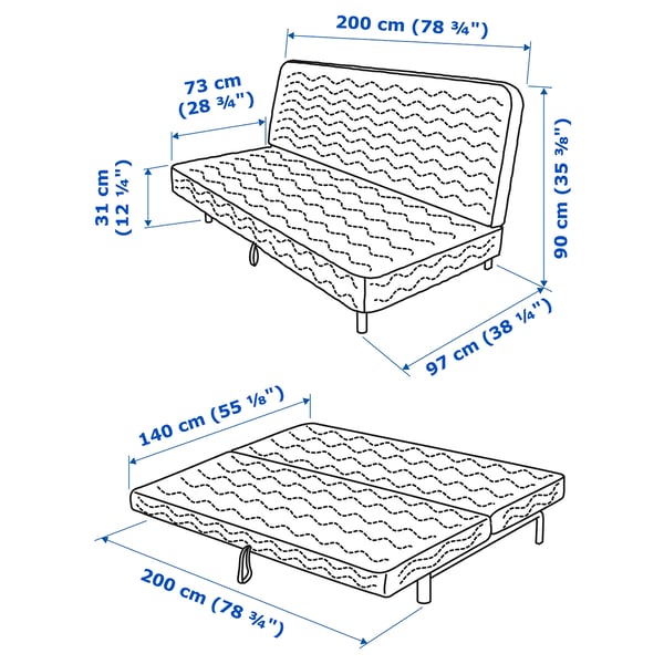 NYHAMN Sleeper sofa, with foam mattress/Skartofta black/light grey