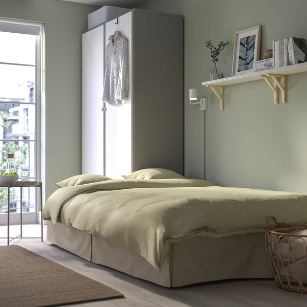 NYHAMN Sleeper sofa, with pocket spring mattress/Naggen beige
