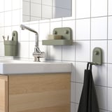 ÖBONÄS Container with suction cup, gray-green