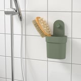 ÖBONÄS Container with suction cup, gray-green