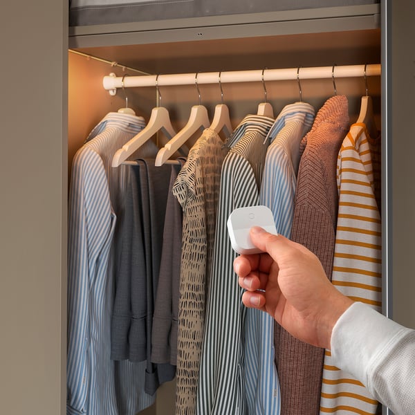 ÖVERSIDAN LED wardrobe lighting strp w sensor, dimmable gray-beige, 46 cm