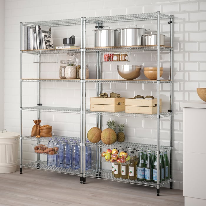 OMAR 2 section shelving unit, bamboo, 197x36x181 cm (771/2x141/8x711/4