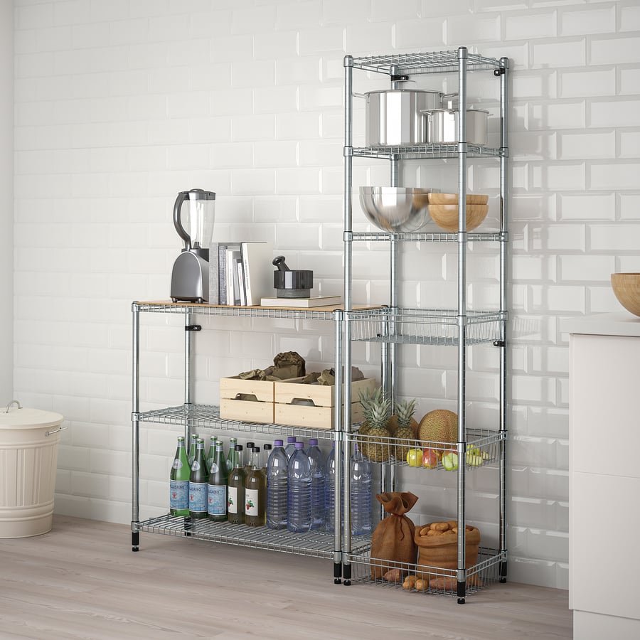 OMAR 2 section shelving unit, with 1 cover for shelf, 140x36x94181 cm