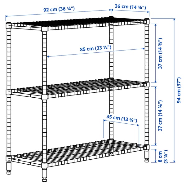 OMAR Shelf unit, gray-green, 92x36x94 cm