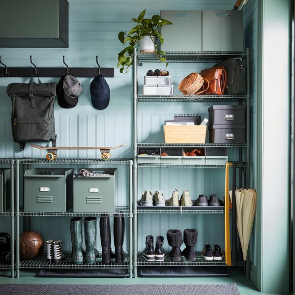 OMAR Shelf unit, gray-green, 92x36x94 cm