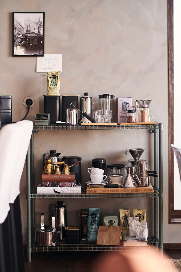 OMAR Shelf unit, gray-green, 92x36x94 cm