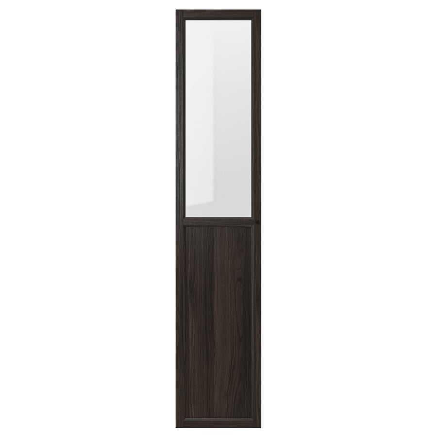 OXBERG panel/glass door, dark brown oak effect, 40x192 cm (153/4x755/8") IKEA
