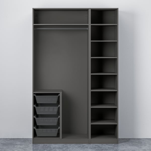 PAX / BERGSBO Wardrobe, dark gray/dark gray, 150x60x236 cm