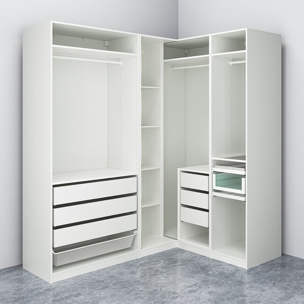 PAX Corner wardrobe, white, 211/161x236 cm