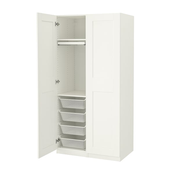 PAX / GRIMO Wardrobe combination, white/white, 100x60x201 cm