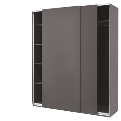 PAX / HASVIK Wardrobe, dark gray/dark gray, 200x66x236 cm