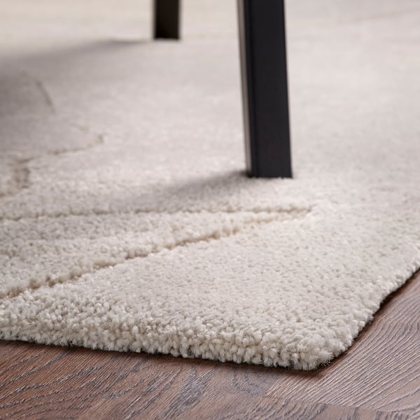 PELARKÖRSBÄR Rug, low pile, light beige/leaf pattern, 160x230 cm