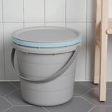 PEPPRIG 3-piece bucket set with lid, gray/blue