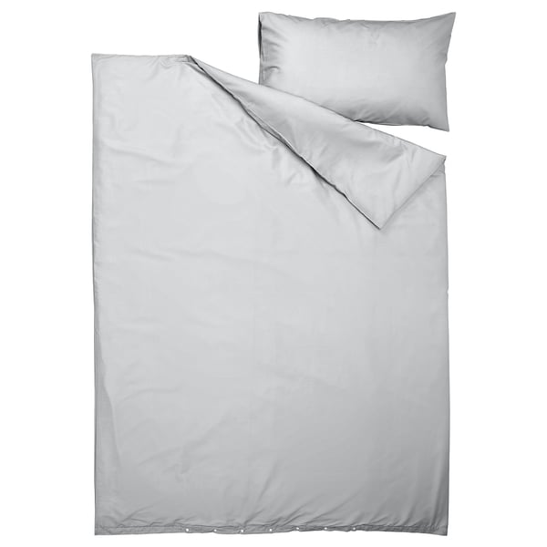 PILTANDVINGE Comforter cover and pillowcase, gray, 150x200/50x80 cm