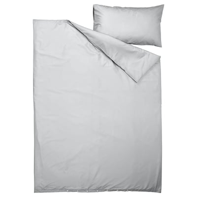 PILTANDVINGE grey duvet & pillow set, smooth fabric, rectangular.