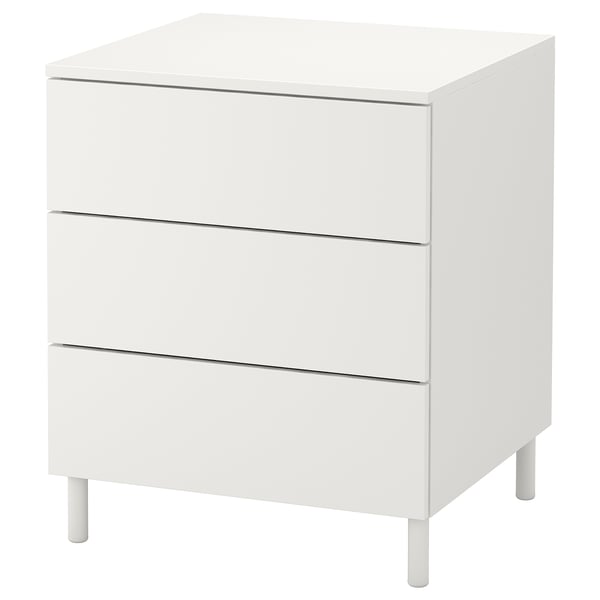 PLATSA 3-drawer dresser, white/Fonnes white, 60x57x73 cm