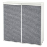 PLATSA Cabinet with 2 sliding doors, white Larkollen/dark gray, 120x42x123 cm