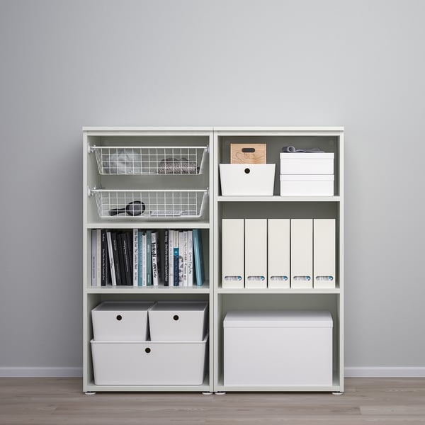 PLATSA Cabinet with 2 sliding doors, white Larkollen/dark gray, 120x42x123 cm