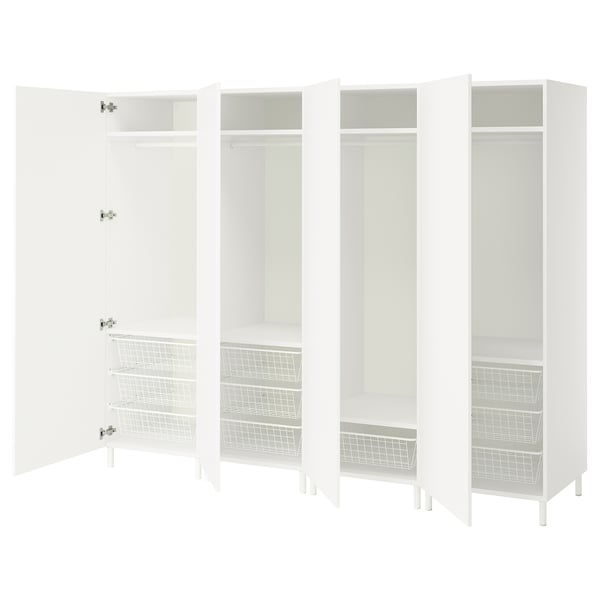 PLATSA Wardrobe combination, white/Fonnes white, 240x57x191 cm