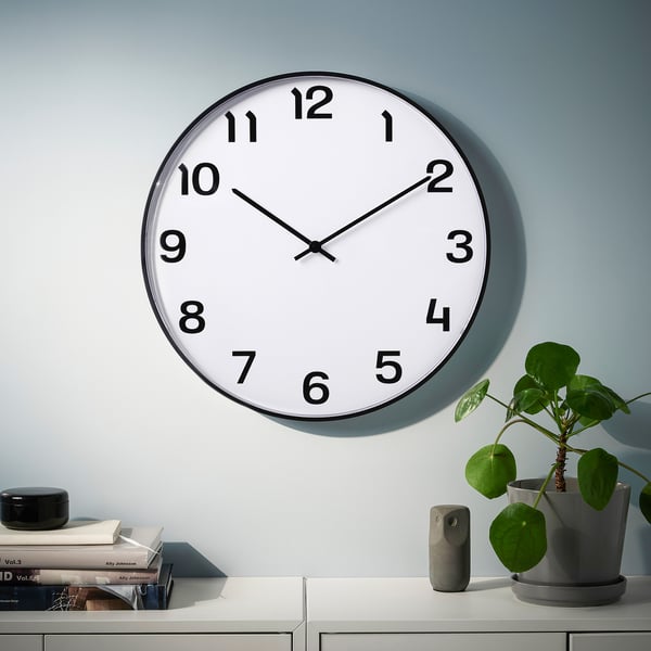 PLUTTIS wall clock, black, 52 cm (20 ½) - IKEA